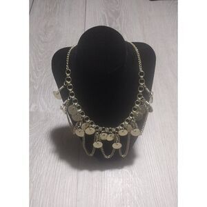 Boho Cha‑Cha Coin Necklace – Gold Tone Layered Chain Statement Jewelry